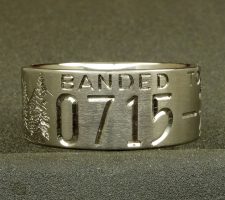 This 2 line 10mm titanium elk ring was designed around an image of the elk that hangs out in the clients front yard