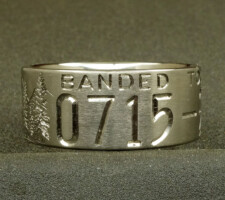 This 2 line 10mm titanium elk ring was designed around an image of the elk that hangs out in the clients front yard