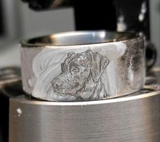 Client’s dog image becomes Labrador duck band wedding ring