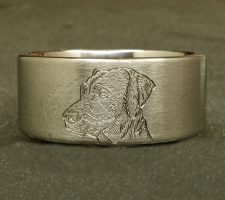 Client’s dog image becomes Labrador duck band wedding ring