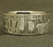 Duck band and a deer ring with cypress trees