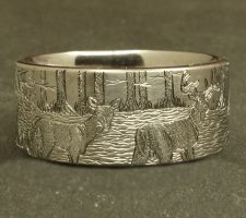 Duck band and a deer ring with cypress trees