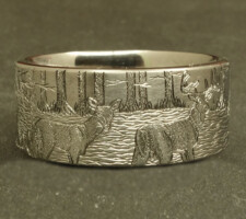 Duck band and a deer ring with cypress trees