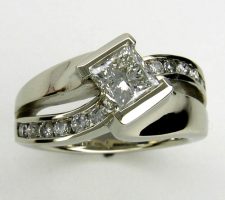 14k white gold custom diamond ring