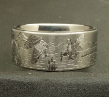 Custom engraved wedding ring with ducks