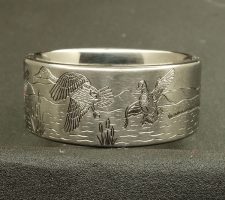 Custom engraved wedding ring with ducks