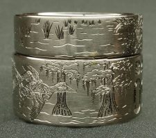 Matching wife/husband duck band with a cypress tree design
