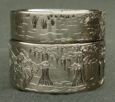 Matching wife/husband duck band with a cypress tree design