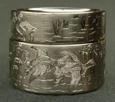 Matching wife/husband duck band with a cypress tree design