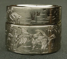 Matching wife/husband duck band with a cypress tree design