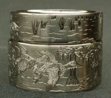 Matching wife/husband duck band with a cypress tree design