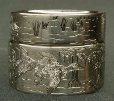 Matching wife/husband duck band with a cypress tree design