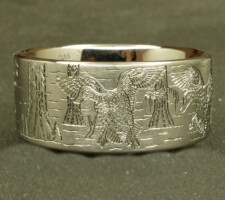 Locked up pair of mallards in cypress trees on a 3 line titanium duck band