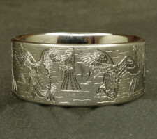 Locked up pair of mallards in cypress trees on a 3 line titanium duck band