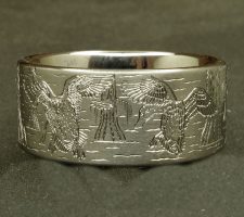 Locked up pair of mallards in cypress trees on a 3 line titanium duck band