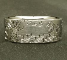 Pintail ducks in a corn field with a sweetheart tree on a 2 line duck band with a fishhook infinity dash