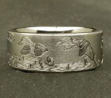 Pintail ducks in a corn field with a sweetheart tree on a 2 line duck band with a fishhook infinity dash