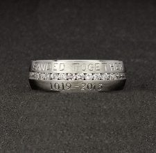 14k brushed white gold, diamond eternity duck band