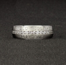 14k brushed white gold, diamond eternity duck band