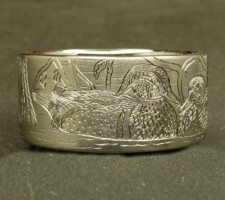 10mm titanium ring with a pair of wood ducks and cypress trees