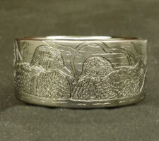 10mm titanium ring with a pair of wood ducks and cypress trees