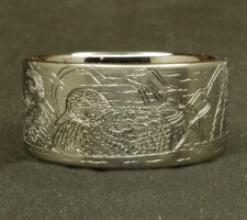 10mm titanium ring with a pair of wood ducks and cypress trees