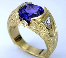 14k gold Tanzanite and Diamond ring