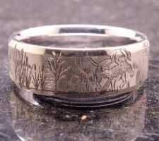 Precious metal white gold duck band with dog ring