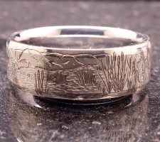 Precious metal white gold duck band with dog ring