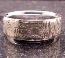 Precious metal white gold duck band with dog ring